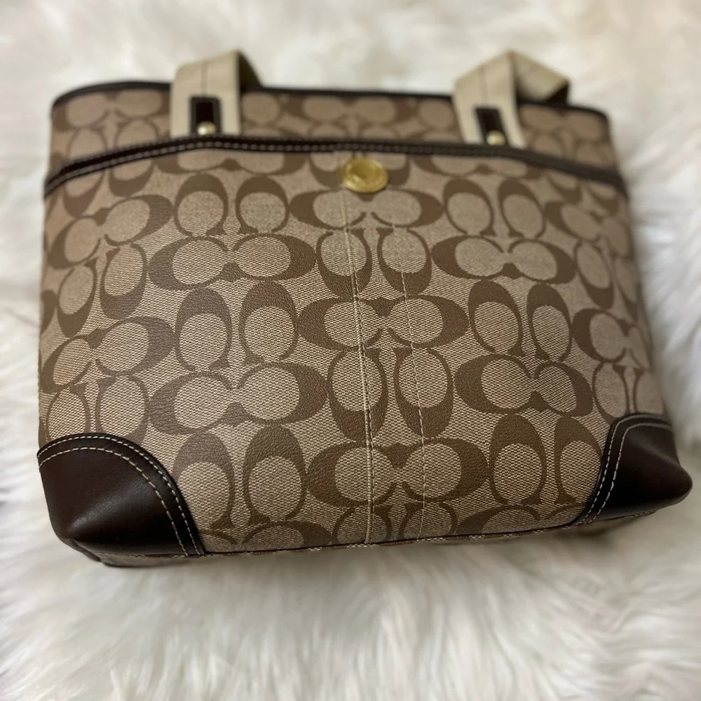 Vintage Coach #11349 Tan and Brown Signature Tote
